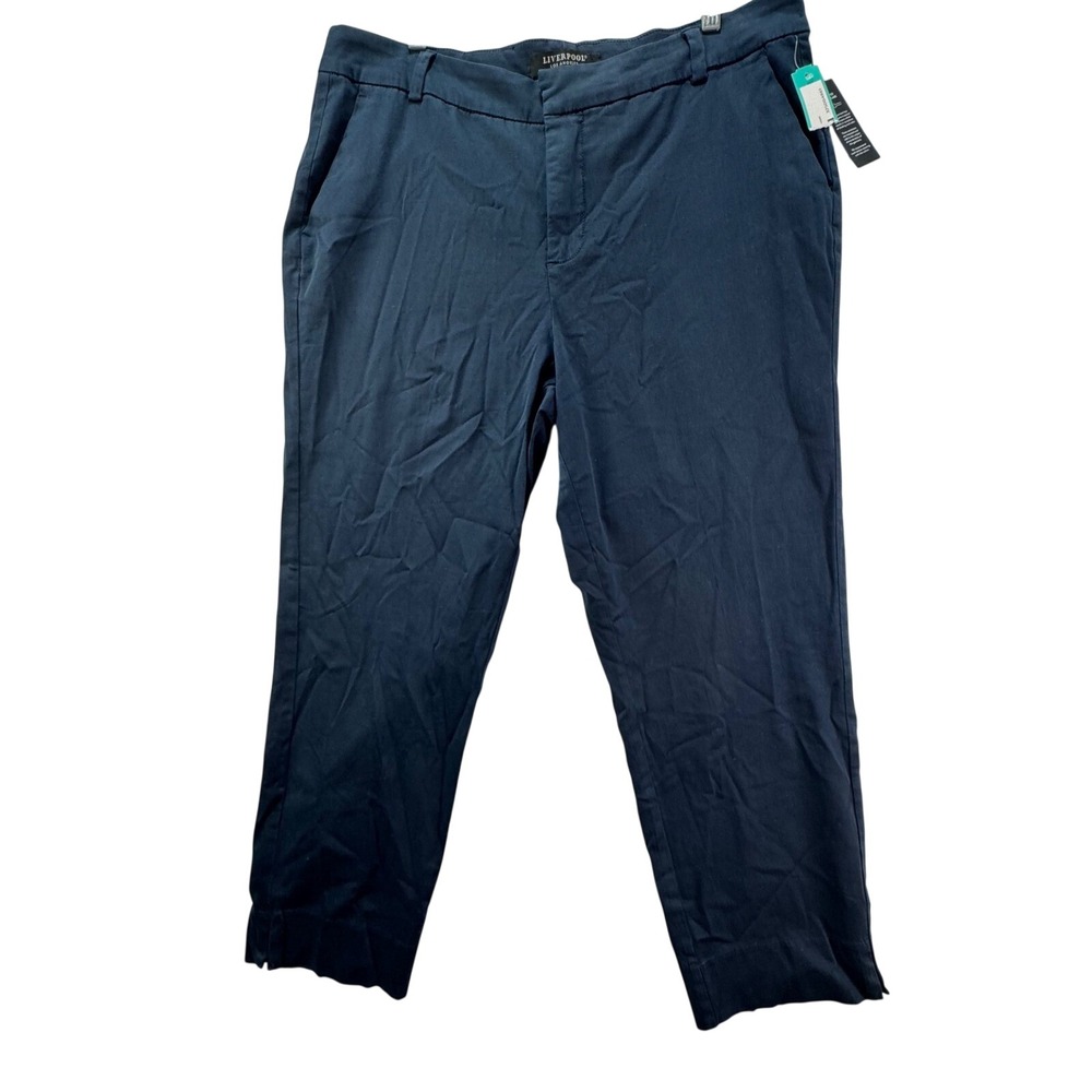 Liverpool Kelsey Trouser Women 16W Navy Blue Ankle Stretch Pants NWT Business